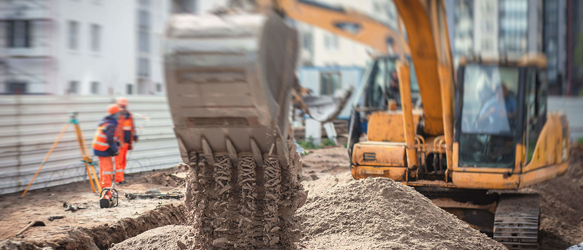 construction site digging up dirt